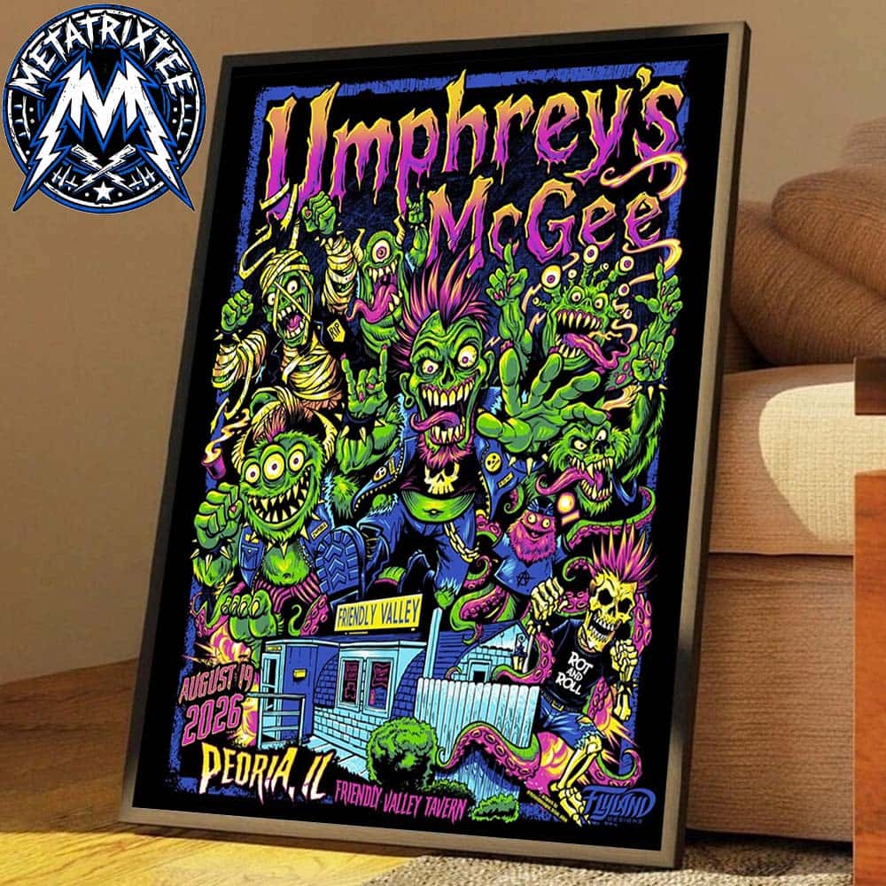 Umphreys McGee Live Concert Poster At Friendly Valley Tavern In Peoria Illinois On August 19 2026 Poster Canvas Umphreys McGee Live Concert Poster At Friendly Valley Tavern In Peoria Illinois On August 19 2026 Poster Canvas