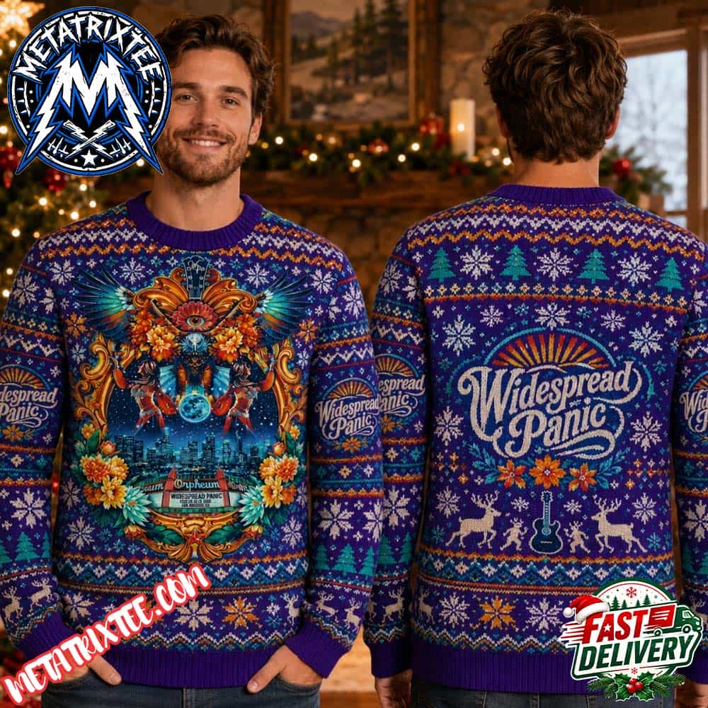 Widespread Panic Band Orpheum Marquee And Skeleton Art Purple Knitted Ugly Christmas Sweater XMAS2026 Widespread Panic Band Orpheum Marquee And Skeleton Art Purple Knitted Ugly Christmas Sweater XMAS2026