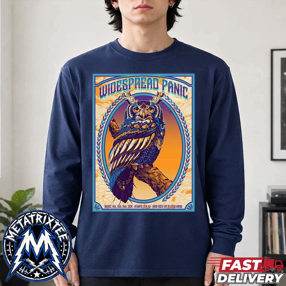 Widespread Panic Concert Poster At Hard Rock Live At Etess Arena In Atlantic City New Jersey On August 14 To August 16 2026 Longsleeve T-Shirt Widespread Panic Concert Poster At Hard Rock Live At Etess Arena In Atlantic City New Jersey On August 14 To August 16 2026 Longsleeve T-Shirt