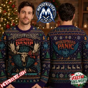 Widespread Panic Jackson Wyoming Serpent And Moose Skull Graphic Purple Ugly Christmas Sweater