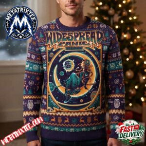 Widespread Panic Moon And Cosmic Disco Ball Graphic Purple Pattern Holiday Christmas Ugly Sweater