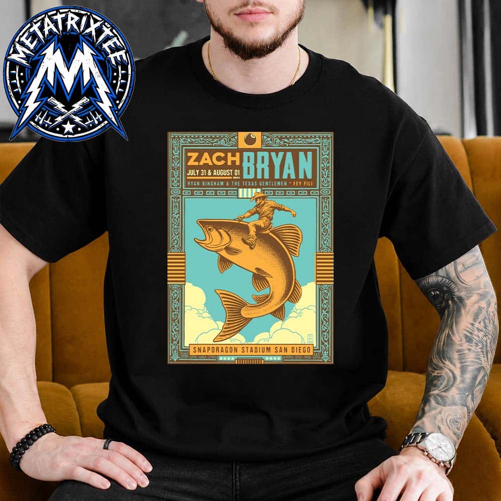 With Heaven On Tour Two-Night Concert Poster For Zach Bryan On July 31 And August 1 2026 At Snapdragon Stadium In San Diego California Premium T-Shirt With Heaven On Tour Two-Night Concert Poster For Zach Bryan On July 31 And August 1 2026 At Snapdragon Stadium In San Diego California Premium T-Shirt