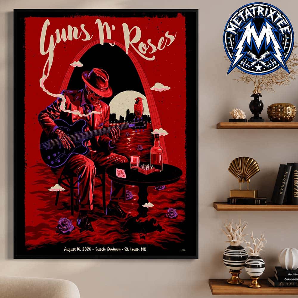 World Tour 2026 Official Tour Poster For Guns N Roses At Busch Stadium In St Louis MO On August 16 2026 Gallery-Style Poster Canvas World Tour 2026 Official Tour Poster For Guns N Roses At Busch Stadium In St Louis MO On August 16 2026 Gallery-Style Poster Canvas