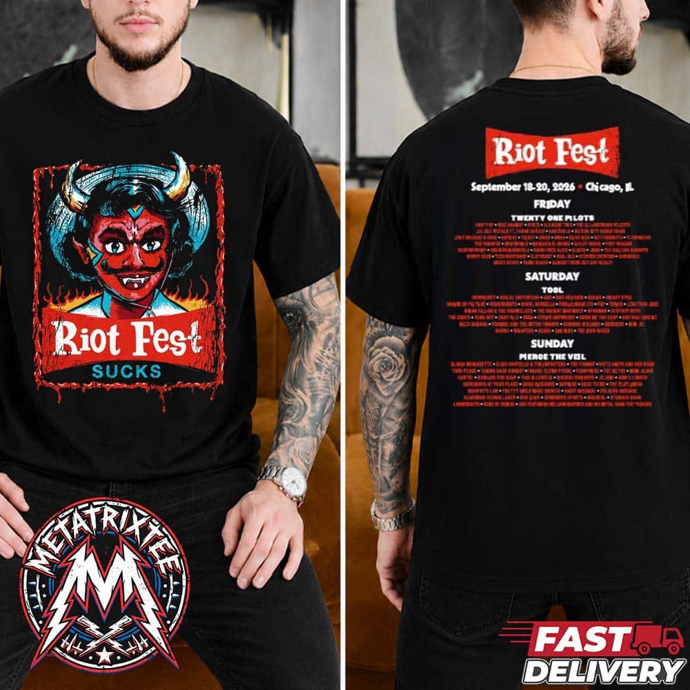 2026 Little Devil Lineup Tee For Riot Music Fest Chicago IL On September 18-20 At Douglass Park Two Sided Short T-Shirt 2026 Little Devil Lineup Tee For Riot Music Fest Chicago IL On September 18-20 At Douglass Park Two Sided Short T-Shirt