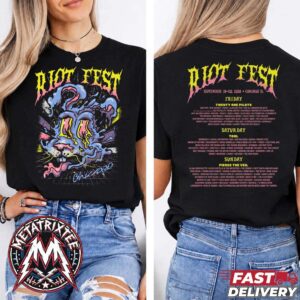 2026 Psychedelic Bunny Lineup Tee For Riot Music Fest Chicago IL On September 18-20 At Douglass Park Two Sided Short T-Shirt