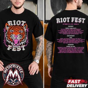 2026 Tiger Lineup Tee For Riot Music Fest Chicago IL On September 18-20 At Douglass Park Two Sided Short T-Shirt