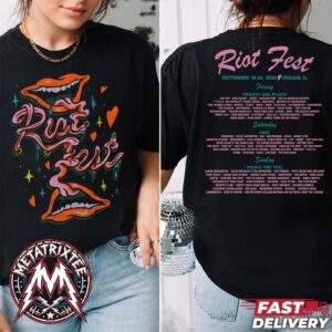 2026 Tongue Tied Lineup Tee For Riot Music Fest Chicago IL On September 18-20 At Douglass Park Two Sided Short T-Shirt
