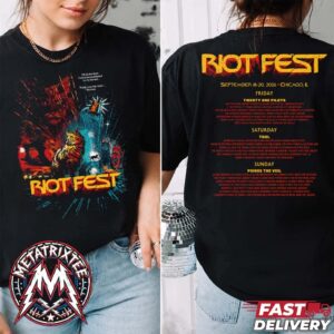 2026 Wrath of Cats Lineup Tee For Riot Music Fest Chicago IL On September 18-20 At Douglass Park Vintage T-Shirt