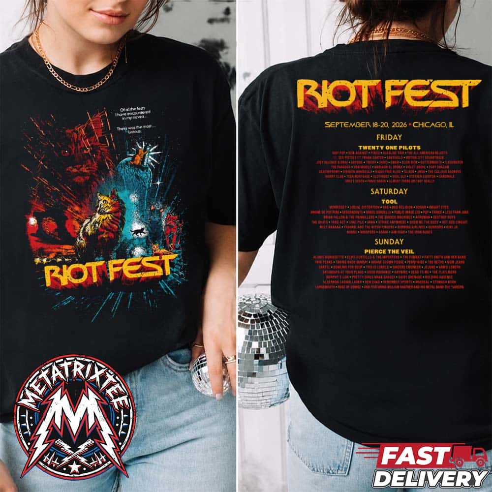 2026 Wrath of Cats Lineup Tee For Riot Music Fest Chicago IL On September 18-20 At Douglass Park Vintage T-Shirt 2026 Wrath of Cats Lineup Tee For Riot Music Fest Chicago IL On September 18-20 At Douglass Park Vintage T-Shirt