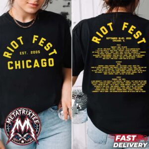 2026 Yellow Text Lineup Tee For Riot Music Fest Chicago IL On September 18-20 At Douglass Park Unisex T-Shirt