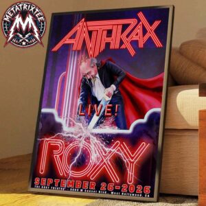 Anthrax West Hollywood One-Night-Only 2026 Poster CURSUM PERFICIO Release For The Roxy Theatre In California On September 26 2026 Premium Poster Canvas