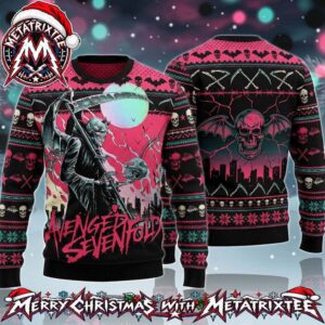 Avenged Sevenfold Grim Reaper Cyber Skull And Deathbat Neon Pink Ugly Christmas Sweater Gift For Holiday 2026