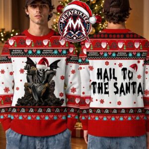 Avenged Sevenfold Hail To The Santa Skeleton Deathbat Heavy Metal Christmas Gift Custom Ugly Christmas Sweater