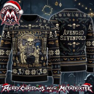 Avenged Sevenfold Waking The Fallen Zombie Hands Deathbat Skull Snowflake 2026 Knitted Ugly Christmas Sweater