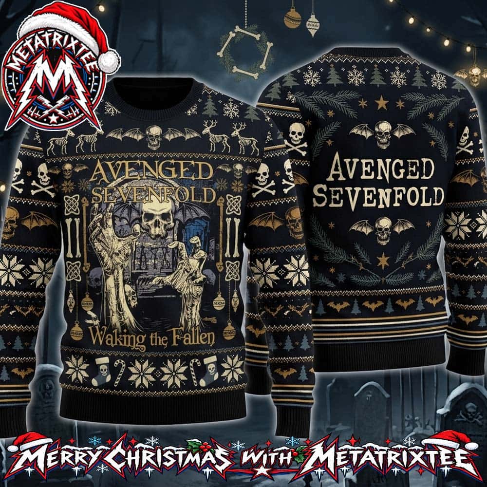 Avenged Sevenfold Waking The Fallen Zombie Hands Deathbat Skull Snowflake 2026 Knitted Ugly Christmas Sweater Avenged Sevenfold Waking The Fallen Zombie Hands Deathbat Skull Snowflake 2026 Knitted Ugly Christmas Sweater
