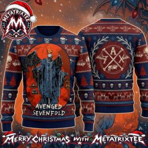 Avenged Sevenfold Winged Reaper Scales Of Justice And Deathbat A7X Emblem Gift For Fan Knitted Ugly Christmas Sweater