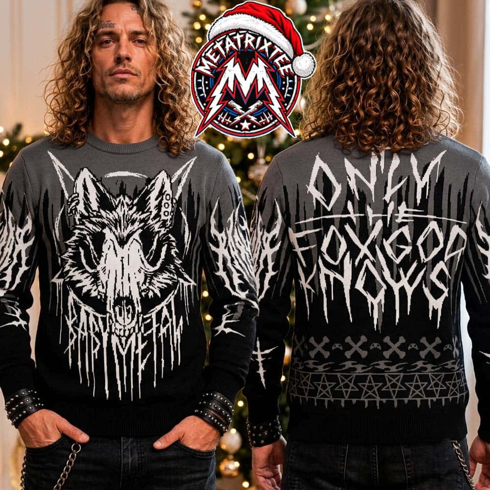 Babymetal Fox God Graphic Only The Fox God Knows XMAS Collectors Edition Ugly Christmas Sweater Babymetal Fox God Graphic Only The Fox God Knows XMAS Collectors Edition Ugly Christmas Sweater