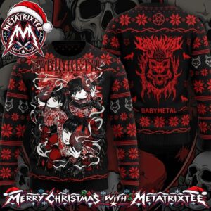 Babymetal Fox Mask Anime Girls And Death Metal Skull Knitted Ugly Christmas Sweater Gift For Holiday 2026