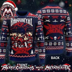 Babymetal Japanese Metal Band Chibi Jet Pilots Snowflake Nordic XMAS Collectors Edition Ugly Christmas Sweater