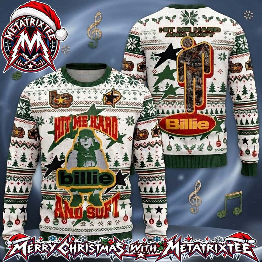 Billie Eilish Hit Me Hard And Soft Blohsh Camo Logo Christmas Pattern Ugly Christmas Sweater Gift For Holiday 2026 Billie Eilish Hit Me Hard And Soft Blohsh Camo Logo Christmas Pattern Ugly Christmas Sweater Gift For Holiday 2026
