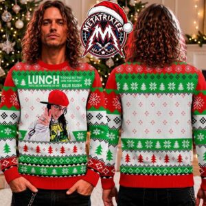 Billie Eilish Lunch I Could Eat That Girl For Lunch Red Cap 2026 Knitted Ugly Christmas Sweater