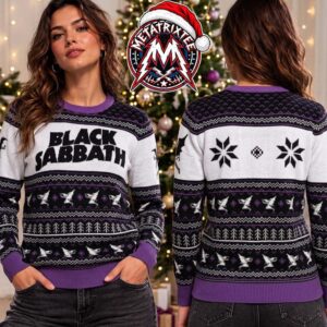 Black Sabbath Flying Demon Henry Logo Purple And Black Knitted Ugly Christmas Sweater Gift For Holiday 2026