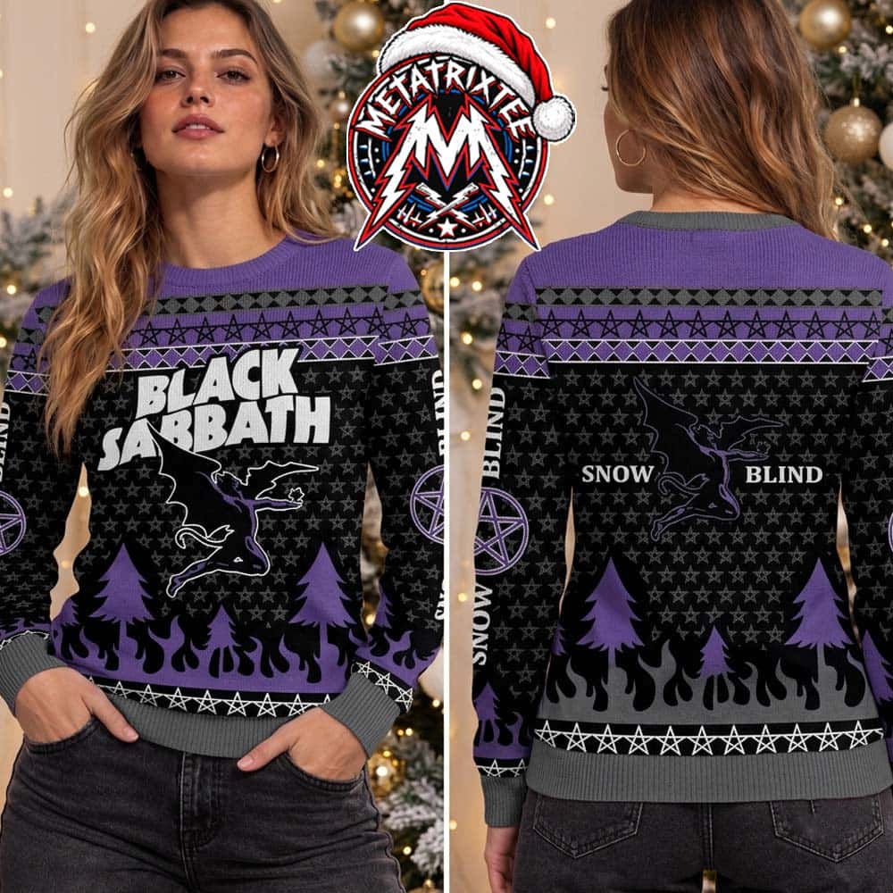 Black Sabbath Henry Demon Devil Snowblind Purple Pattern 2026 Knitted Ugly Christmas Sweater Black Sabbath Henry Demon Devil Snowblind Purple Pattern 2026 Knitted Ugly Christmas Sweater
