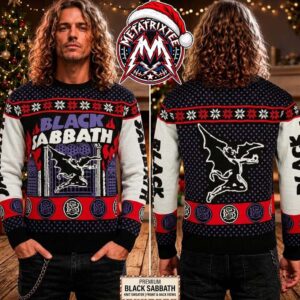 Black Sabbath Henry The Flying Demon Band Logo Pattern 2026 Knitted Ugly Christmas Sweater