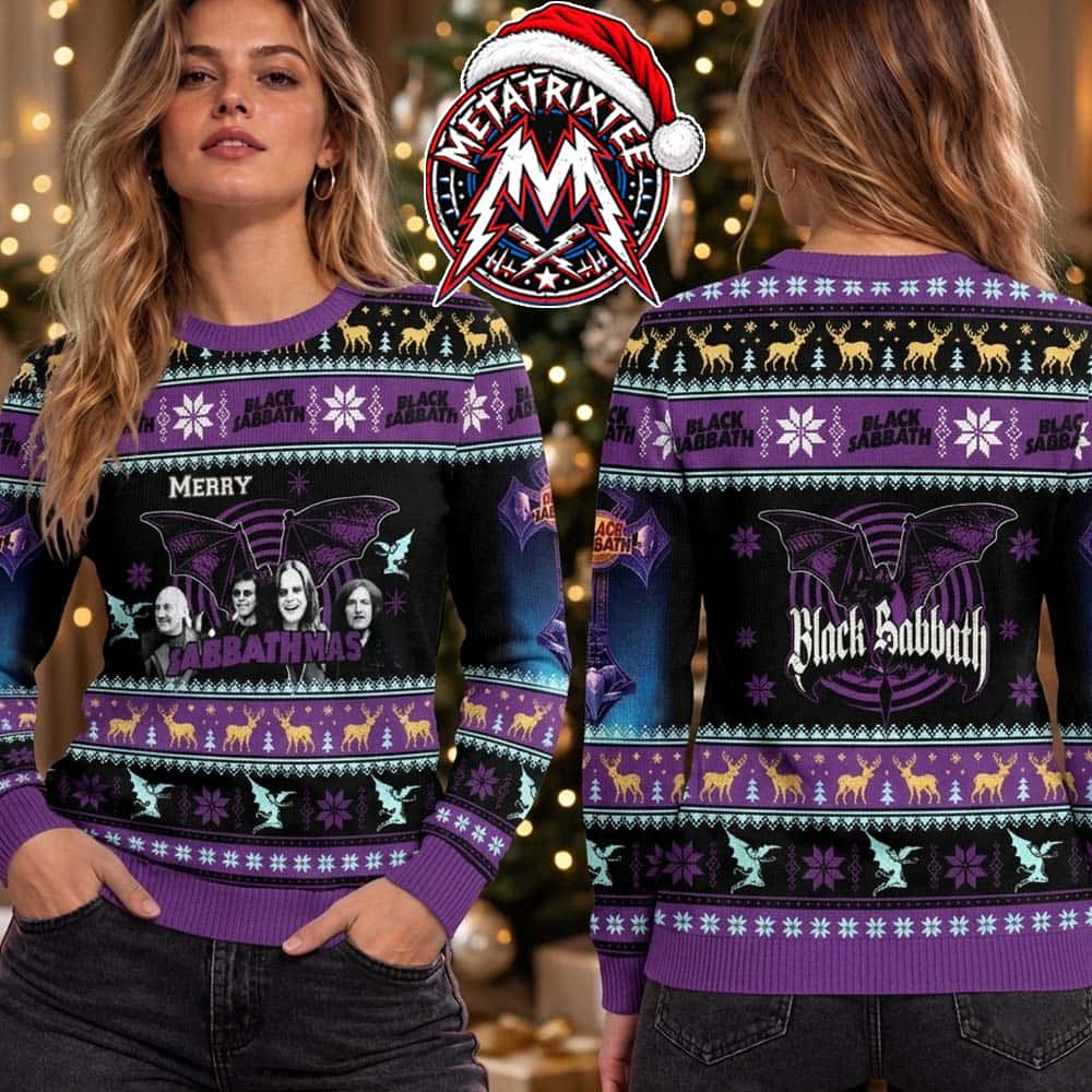 Black Sabbath Merry Sabbathmas Purple Bat Reindeer Pattern 2026 Knitted Ugly Christmas Sweater Black Sabbath Merry Sabbathmas Purple Bat Reindeer Pattern 2026 Knitted Ugly Christmas Sweater