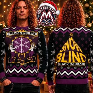 Black Sabbath Rock Band Snowblind Logo Chevron Pattern 2026 Knitted Ugly Christmas Sweater