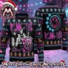 Blink-182 20 Years Graffiti Dripping Smiley Face Rabbit Neon Pink Cyan Knitted Pattern Gift For Fan Knitted Ugly Christmas Sweater Blink-182 20 Years Graffiti Dripping Smiley Face Rabbit Neon Pink Cyan Knitted Pattern Gift For Fan Knitted Ugly Christmas Sweater