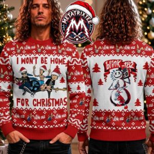 Blink-182 I Wont Be Home For Christmas Band Snowman Graphic 2026 Knitted Ugly Christmas Sweater