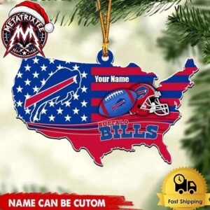 Buffalo Bills Football US Map Design Custom Name Christmas Gifts Tree Decorations Ornament