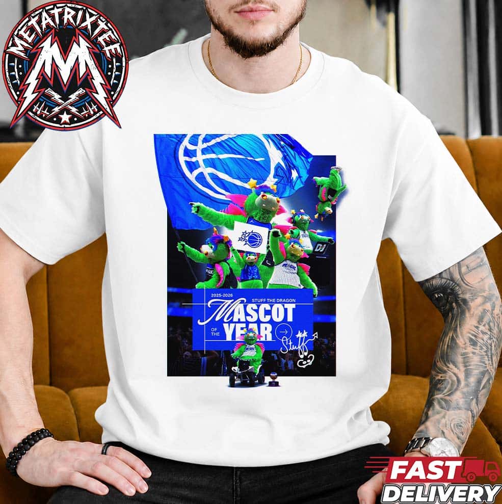 Congrats To Stuff The Dragon For Being Named The 2026 NBA Mascot Of The Year Short White T-Shirt Congrats To Stuff The Dragon For Being Named The 2026 NBA Mascot Of The Year Short White T-Shirt