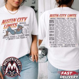 Cowboy Lineup Tee For 25th Anniversary Austin City Limits Music Festival 2026  At Zilker Park In Austin TX On October 2-4 And 9-11 2026 White T-Shirt