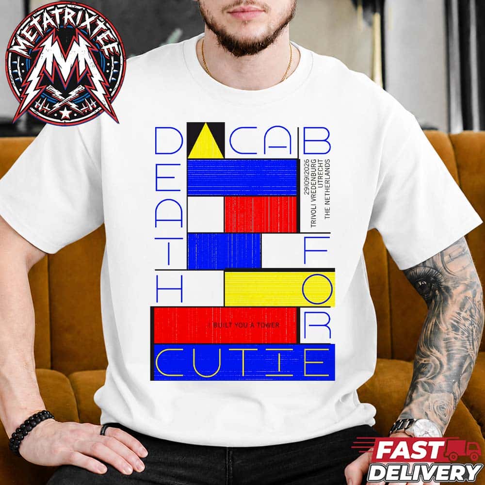 Death Cab for Cutie Tonight Show At TivoliVredenburg Poster For Utrecht Netherlands On September 29 I Built You a Tower World Tour 2026 White T-Shirt Death Cab for Cutie Tonight Show At TivoliVredenburg Poster For Utrecht Netherlands On September 29 I Built You a Tower World Tour 2026 White T-Shirt