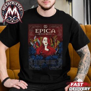 EPICA The Symphonic Synergy September And October 2027 European Tour 25th Anniversary Kicks Off In Antwerpen BE To Lisbon PT Short Black T-Shirt