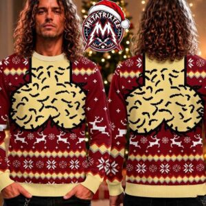 Funny Adult Gag Silhouette Print Snowflake Reindeer Pattern 2026 Knitted Ugly Christmas Sweater