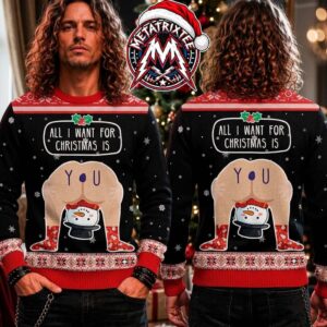 Funny Adult Humor All I Want For Christmas Is You Snowman Gag Pose Graphic 2026 Knitted Ugly Christmas Sweater