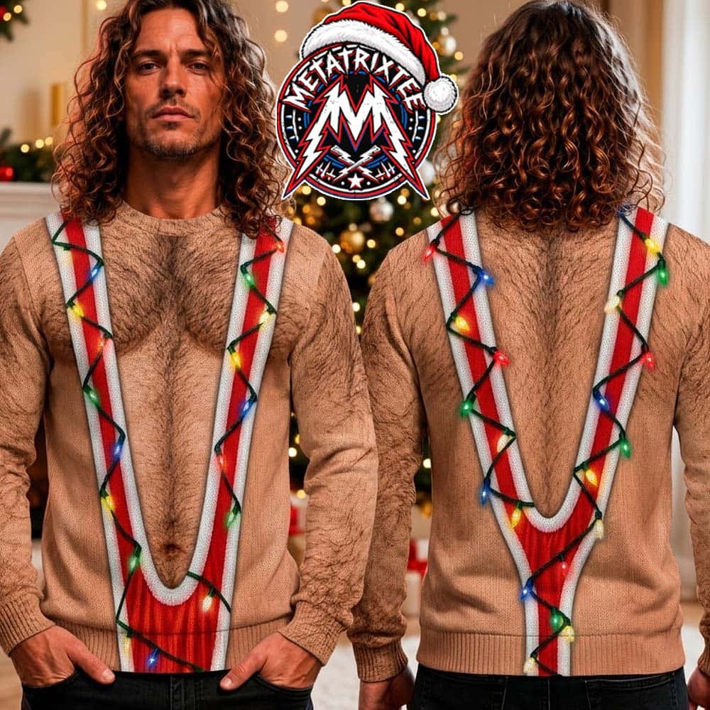 Funny Hairy Chest Red Mankini Christmas Lights 2026 Personalized Christmas Ugly Christmas Sweater Gift For Men And Women Funny Hairy Chest Red Mankini Christmas Lights 2026 Personalized Christmas Ugly Christmas Sweater Gift For Men And Women