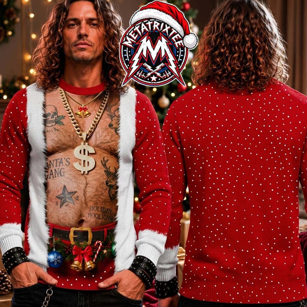 Funny Santa Hairy Chest Dollar Chain Tattoo Ugly Christmas Sweater Gift For Holiday 2026 Funny Santa Hairy Chest Dollar Chain Tattoo Ugly Christmas Sweater Gift For Holiday 2026