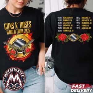 Guns N Roses Asia And Australasia World Tour 2026 Start On Nov 14 In Bengaluru IN To Dec 17 In Auckland NZ Two Sided Print T-Shirt