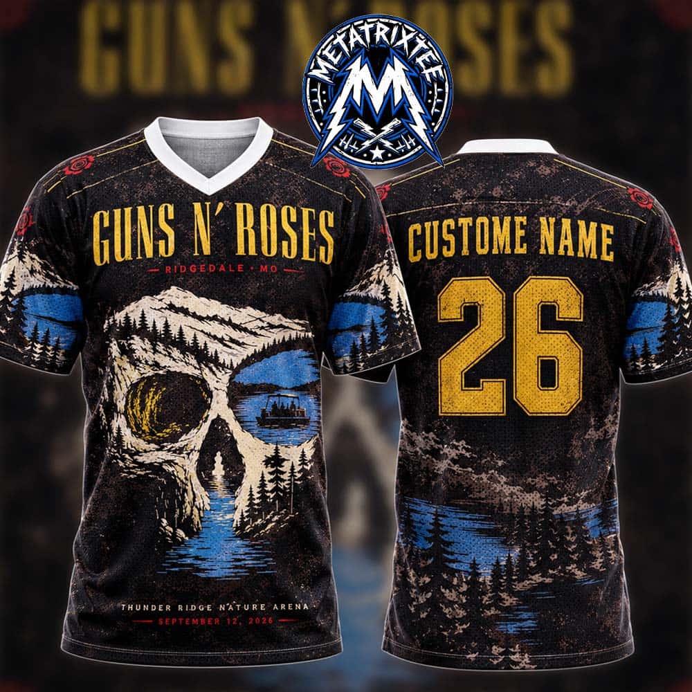 Guns N Roses World Tour 2026 Concert Poster At Thunder Ridge Nature Arena In Ridgedale MO On September 12 2026 Football Jersey Shirt Guns N Roses World Tour 2026 Concert Poster At Thunder Ridge Nature Arena In Ridgedale MO On September 12 2026 Football Jersey Shirt