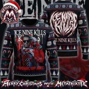 Ice Nine Kills A Work Of Art Horror Movie Art The Clown Graphic 2026 Knitted Ugly Christmas Sweater