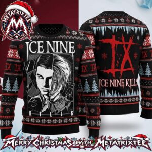 Ice Nine Kills Shattered Mirror Spencer Charnas Face And IX Logo Graphic Knitted Ugly Christmas Sweater Gift For Holiday 2026