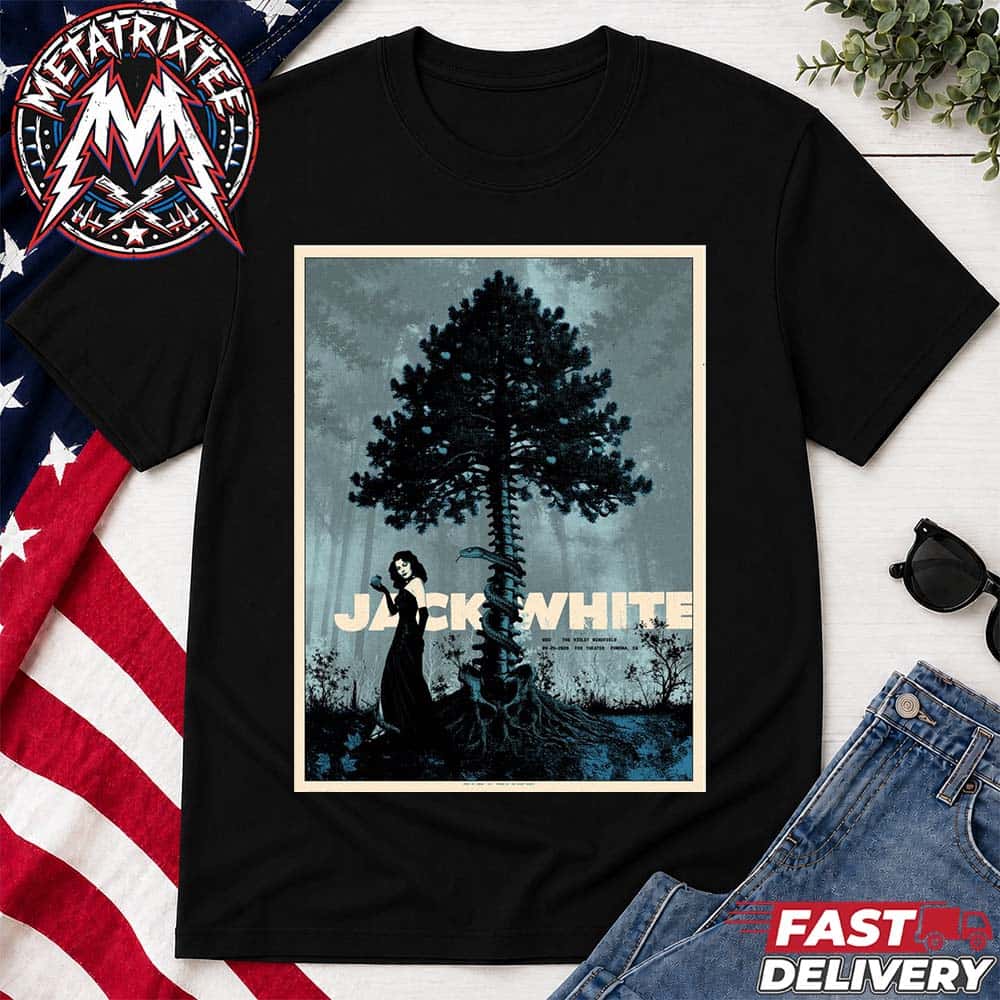 Jack White Live Concert Poster For The Fox Theater Pomona In Pomona California On September 25 2026 Short Black T-Shirt Jack White Live Concert Poster For The Fox Theater Pomona In Pomona California On September 25 2026 Short Black T-Shirt
