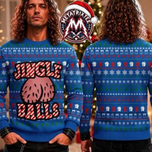 Jingle Balls Funny Adult Humor Candy Cane Font Knitted Ugly Christmas Sweater Gift For Holiday 2026