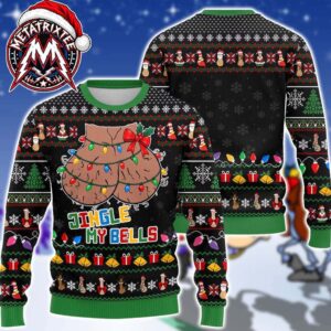 Jingle My Bells Funny Baubles And Lights Adult Humor 2026 Knitted Ugly Christmas Sweater