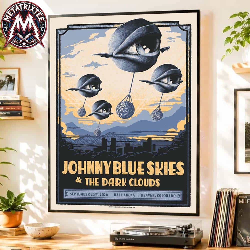 Johnny Blue Skies Denver Masses 2026 Tour Concert Poster With Dark Clouds At The Ball Arena On Wednesday September 23rd 2026 Premium Poster Canvas Johnny Blue Skies Denver Masses 2026 Tour Concert Poster With Dark Clouds At The Ball Arena On Wednesday September 23rd 2026 Premium Poster Canvas