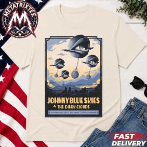Johnny Blue Skies Denver Masses 2026 Tour Concert Poster With Dark Clouds At The Ball Arena On Wednesday September 23rd 2026 Unisex T-Shirt